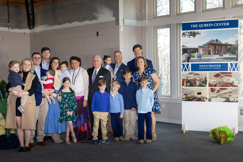 Qubein Family in library at Westchester Country Day School